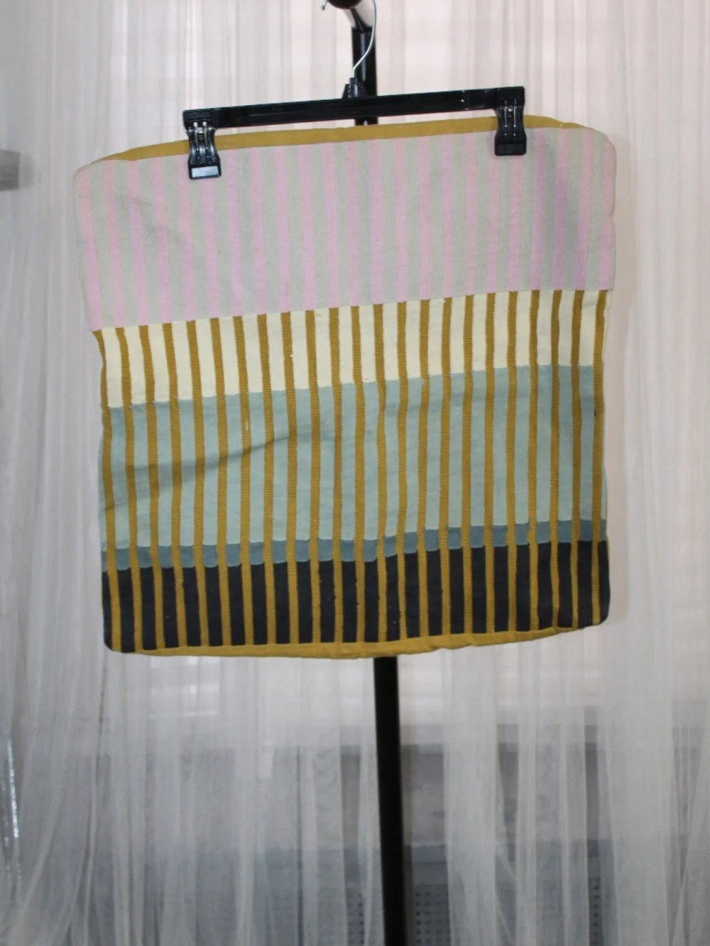 West Elm. Striped Pillow Cover – Blue & Mustard. Sz. 20